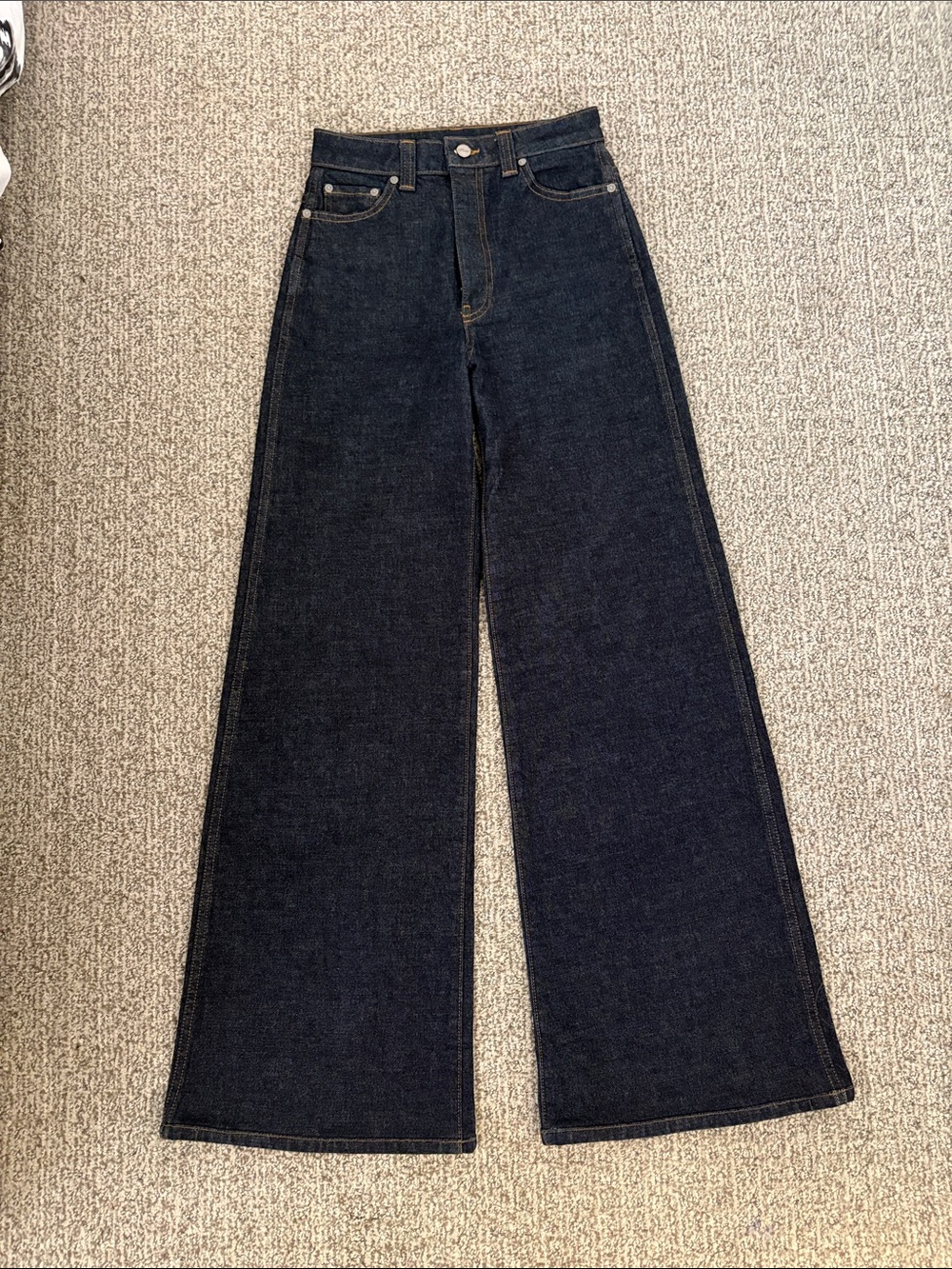 Khaite Dark Blue Wide-Leg Jeans